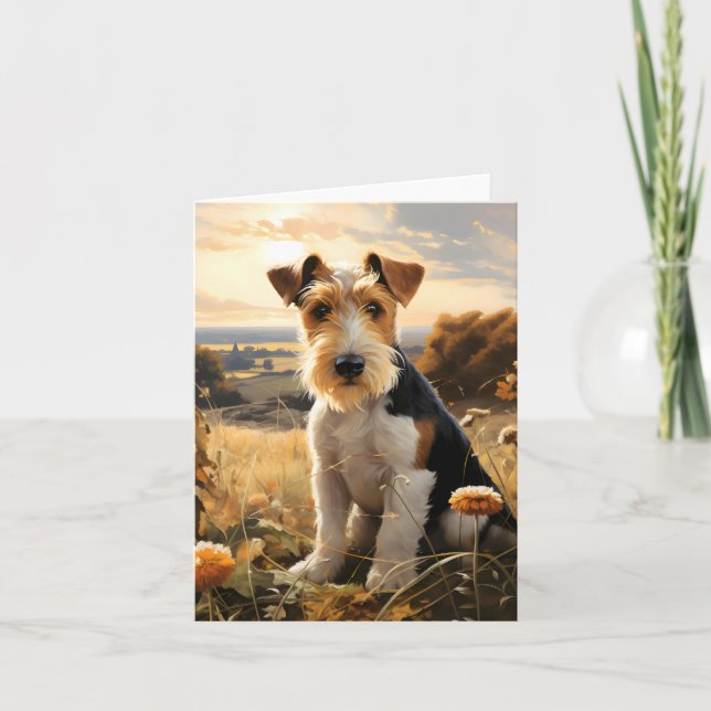 Wire Hair Fox Terrier En El Campo Otoño (Anverso)
