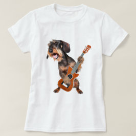 Wirehair Dachshund Tocando Camiseta De Guitarra