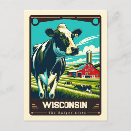 Wisconsin | Postal de cosecha de espíritus patriót