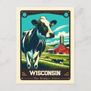 Wisconsin   Postal de cosecha de espíritus patriót