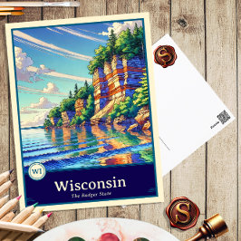 Wisconsin | Postal de estilo anime con sombreado d