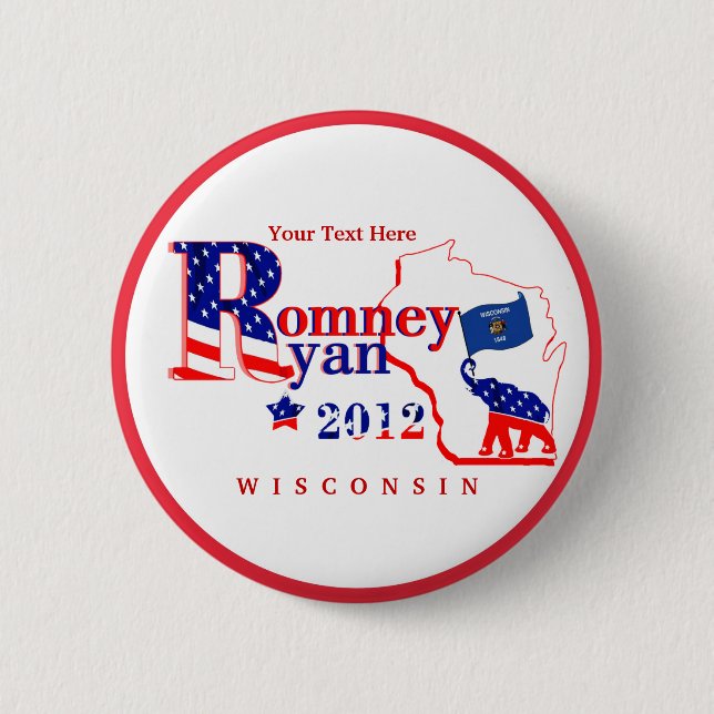 Wisconsin Romney y personalizar 2 del botón de (Anverso)