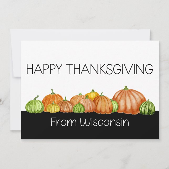 Wisconsin Watercolor calabazas Tarjeta de Acción d (Anverso)
