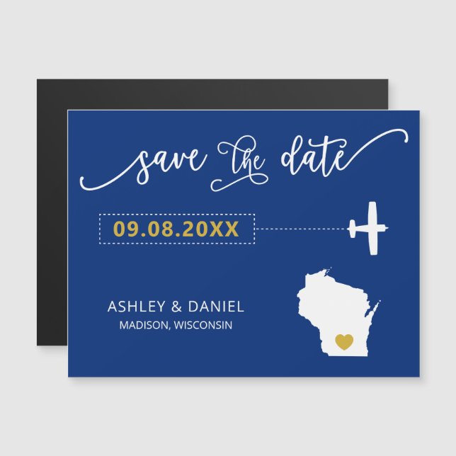 Wisconsin Wedding Guardar la tarjeta de fecha, map (Anverso/Reverso)