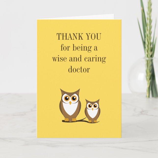 Wise owl médico tarjeta de agradecimiento (Anverso)