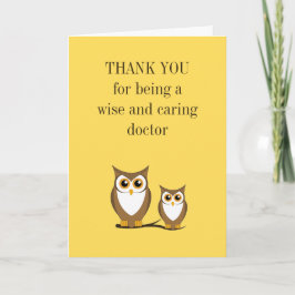 Wise owl médico tarjeta de agradecimiento