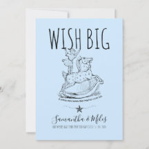 Wish Big Whimsical Pregúntes Invitación Azul