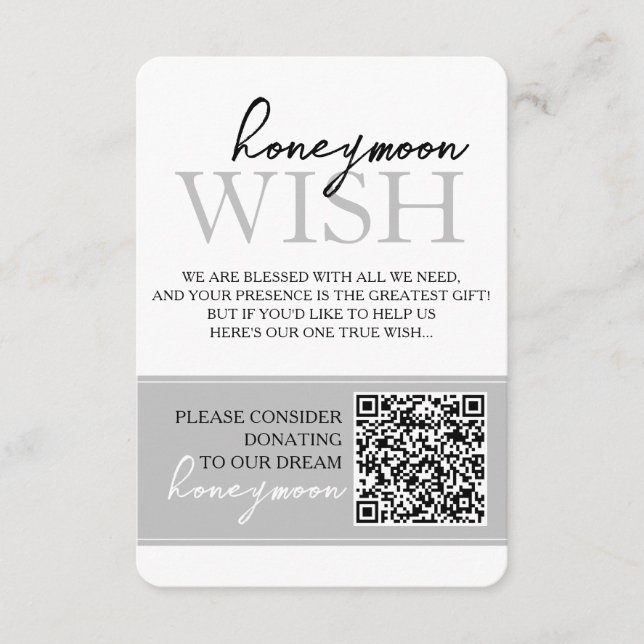Wish Fund QR CÓDIGO Boda Insertar tarjetas (Anverso)
