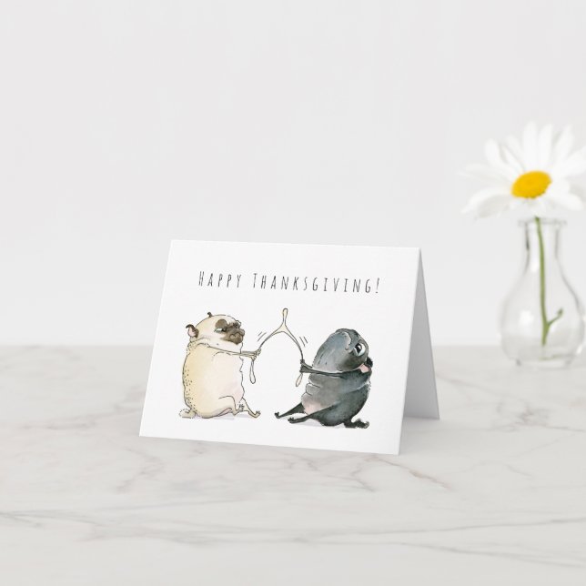 Wishbone Pugs Tarjeta de Acción de Gracias (Planta pequeña)