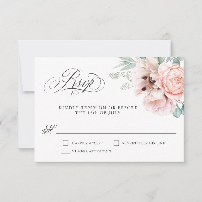 Wispy Romantic Watercolor Boho Floral RSVP (Anverso)