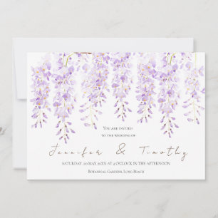 Wisteria de invitación de boda en acuarela de flor