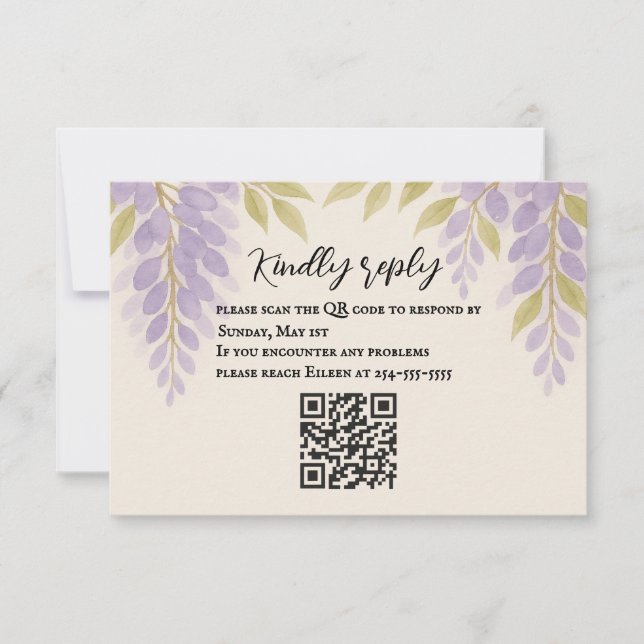 Wisteria Lane Código QR Tarjeta RSVP (Anverso)