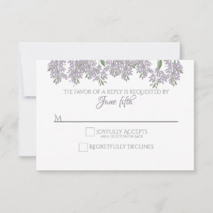 Wisteria pintada Boda RSVP con elección de comida
