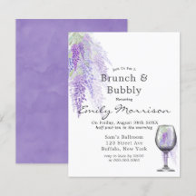 Wisteria Wine Glass Brunch & Bubbly Invitación