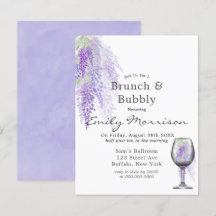 Wisteria Wine Glass Brunch & Bubbly Invitación