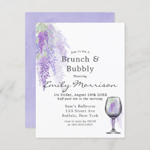 Wisteria Wine Glass Brunch & Bubbly Invitación