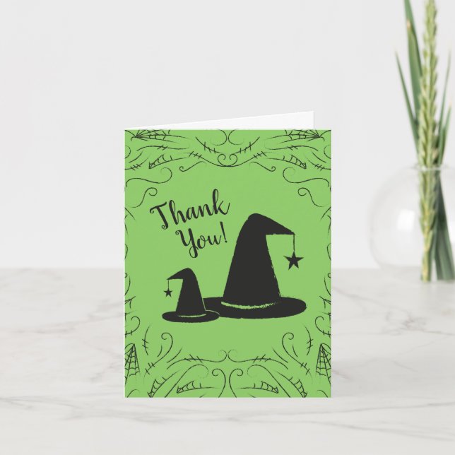 Witch Baby Shower Halloween Gracias Notas de la ta (Anverso)