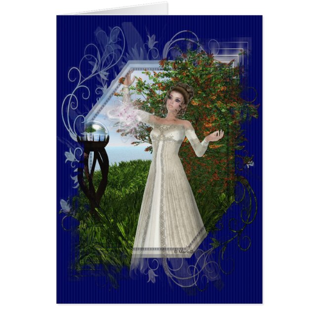 Witch Casting a Spell Blank Fantasy Greet Card (Frente)
