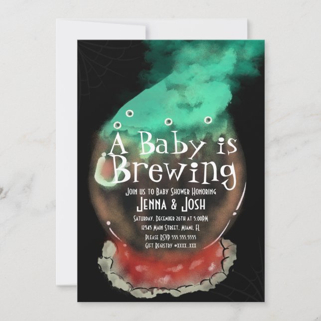 Witch Cauldron Spooky Fog Invitación Baby Shower (Anverso)