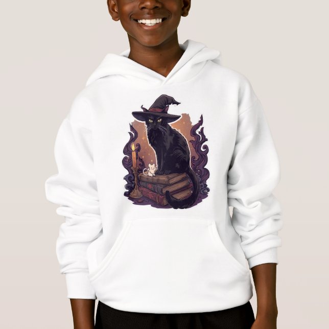 Witchy Black Cat & Ghost Mouse – Halloween Pet Par (Anverso)