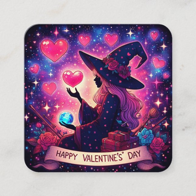 Witchy Heart Love Día de San Valentín Tarjetas mág (Anverso)