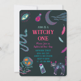 Witchy One First cumpleaños halloween Invitación