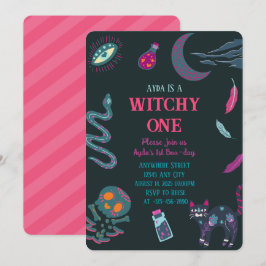 Witchy One First cumpleaños halloween Invitación