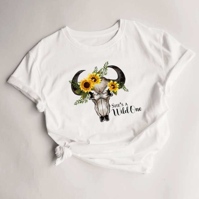 Witchy Wicca Pagan Flor Skull Horns Camiseta (Subido por el creador)