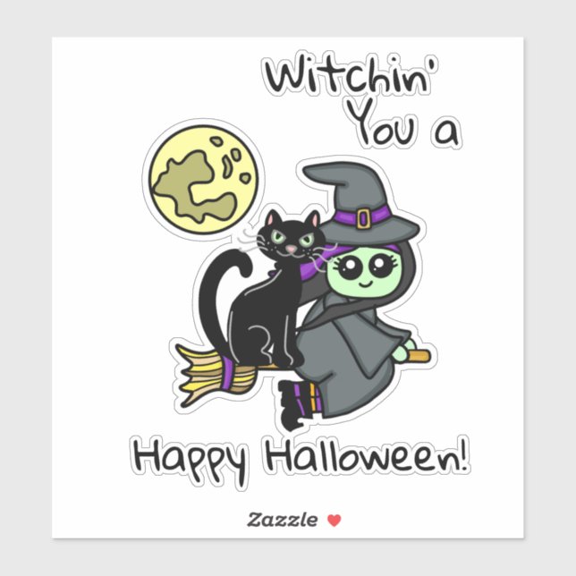 Witchyou a Happy Halloween Pegatina (Hoja)