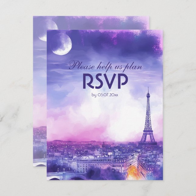 With dietary choice Amour Éternel RSVP Card  (Anverso / Reverso)
