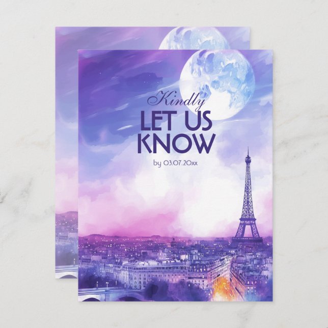 With menu Amour Éternel RSVP Card  (Anverso / Reverso)