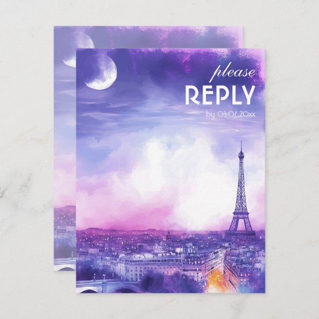 With Song Request Amour Éternel RSVP Card  (Anverso / Reverso)