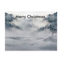 Wlof mira la feliz tarjeta de Navidad.