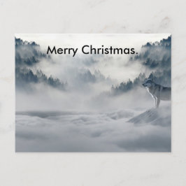 Wlof mira la feliz tarjeta de Navidad.