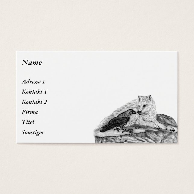 Wolf and Raven - Diseño en blanco y negro (Frente)