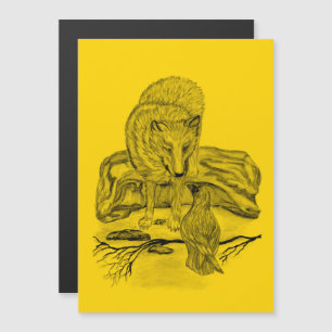 Wolf and Raven - Tarjeta de diseño de color negro 