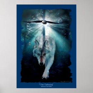 Wolf & Eagle Clan: Poster de Arte de Vida Silvestr