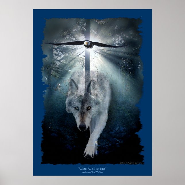 Wolf & Eagle Clan: Poster de Arte de Vida Silvestr (Frente)