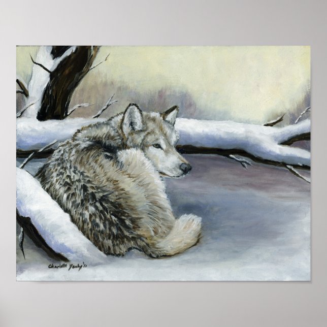 Wolf en la impresión de arte de nieve (Frente)
