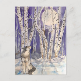 Wolf en la postal de invierno