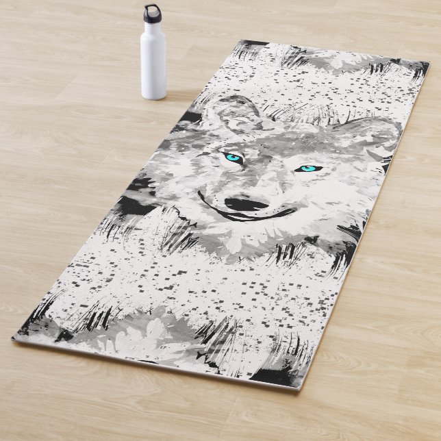 Wolf Head Yoga Mat | Dibujo Gris Wolf (In situ)