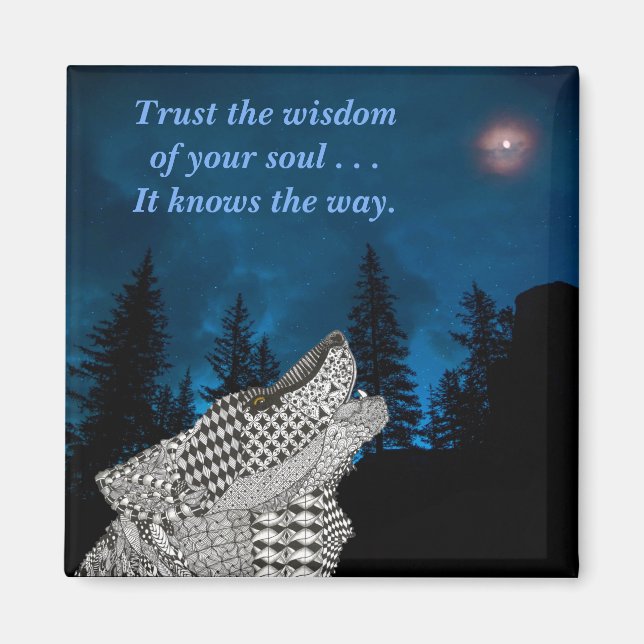 Wolf Howling en el imán lunar (Frente)