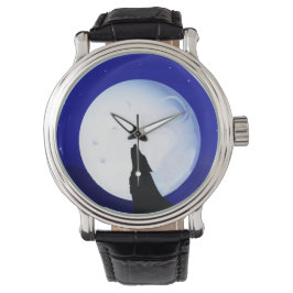 Wolf Howling en el reloj de pulsera de la luna