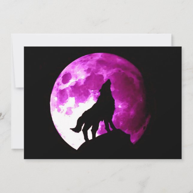 Wolf Howling en la invitación a la luna (Anverso)