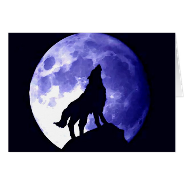 Wolf Howling en la Luna (Anverso (Horizontal))