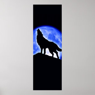 Wolf Howling en Moon Poster - Posters Wolf