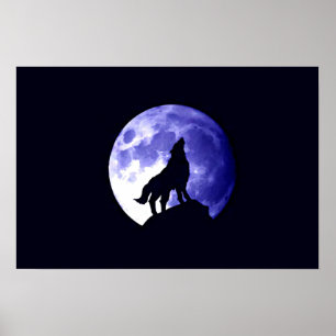 Wolf Howling en Moon Poster Print - Posters Wolf