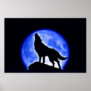 Wolf Howling en Moon Poster Print - Posters Wolf