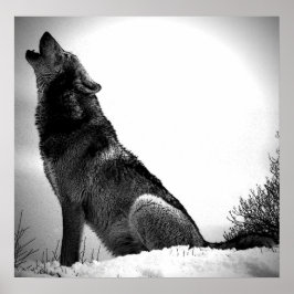 Wolf Howling en Moon Poster Print - Posters Wolf
