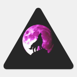 Wolf Howling en Moon Triangle Pegatina